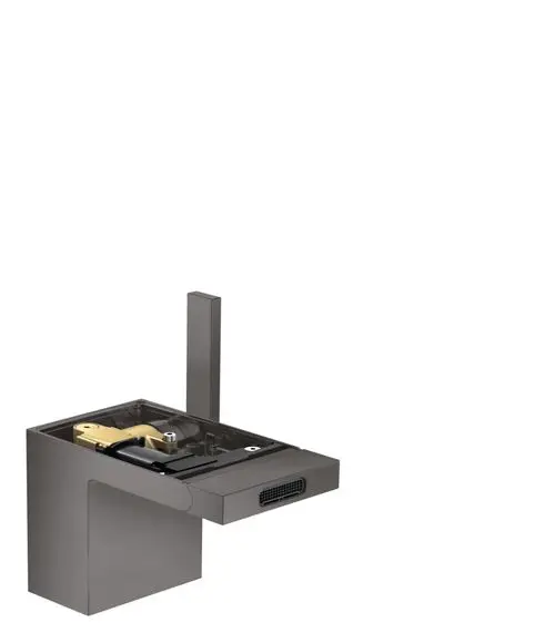 Ein Einhebel-Bidetmischer in brushed black chrome von AXOR, mit integrierter Push-Open Ablaufgarnitur. Modernes Design ohne sichtbare Platte.